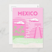 トゥルム，メキシコ，旅行アート，ア名門私立校風のート，ピンク シーズンポストカード (正面/裏面)