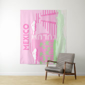 トゥルム，メキシコ，旅行アート，ア名門私立校風のート，ピンク タペストリー (インサイチュ)
