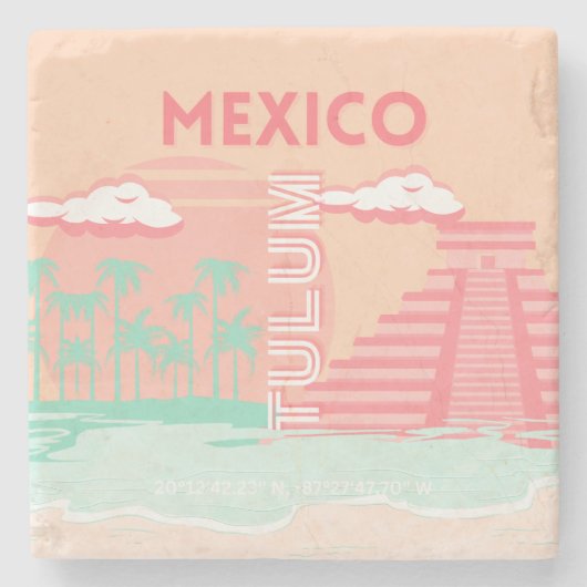 トゥルム，メキシコ，旅行アート ストーンコースター (正面)