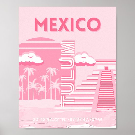トゥルム,メキシコ,旅行アート,ピンクアート ポスター (正面)