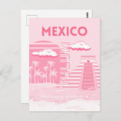 トゥルム，メキシコ，旅行アート，ピンクアート ポストカード (正面/裏面)