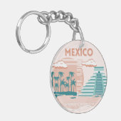 トゥルム，メキシコ，旅行アート，レトロ キーホルダー (正面左)