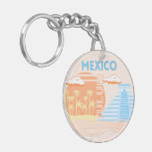 トゥルム，メキシコ，旅行アート，夏のビーチ キーホルダー (正面左)