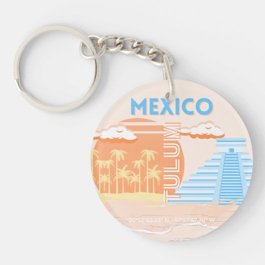 トゥルム，メキシコ，旅行アート，夏のビーチ キーホルダー (正面)