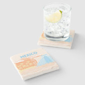 トゥルム,メキシコ,旅行アート,夏のビーチ ストーンコースター (横)