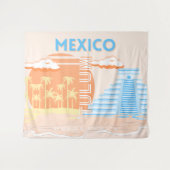 トゥルム，メキシコ，旅行アート，夏のビーチ タペストリー (正面(横))