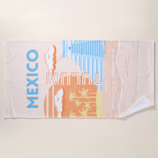 トゥルム,メキシコ,旅行アート,夏のビーチ ビーチタオル (正面)