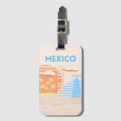 トゥルム，メキシコ，旅行アート，夏のビーチ ラゲッジタグ (正面縦)
