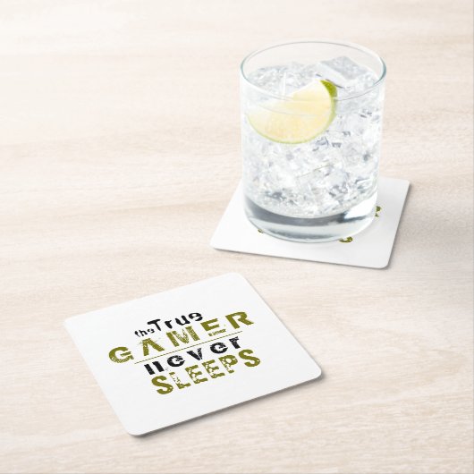 トゥルーゲーマーネーブスリープスタイポグラフィゲーマー スクエアペーパーコースター (インサイチュ)