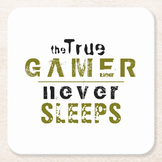 トゥルーゲーマーネーブスリープスタイポグラフィゲーマー スクエアペーパーコースター (正面)
