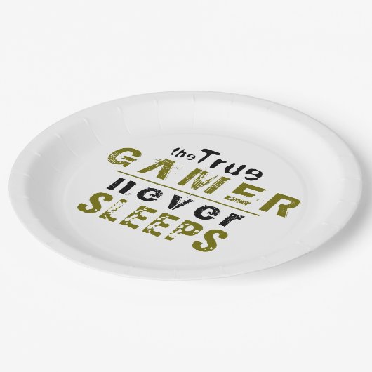 トゥルーゲーマーネーブスリープスタイポグラフィゲーマー ペーパープレート (アングル)