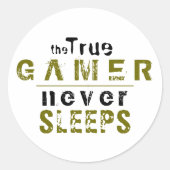 トゥルーゲーマーネーブスリープスタイポグラフィゲーマー ラウンドシール (正面)