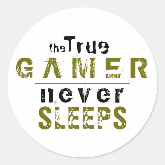 トゥルーゲーマーネーブスリープスタイポグラフィゲーマー ラウンドシール (正面)