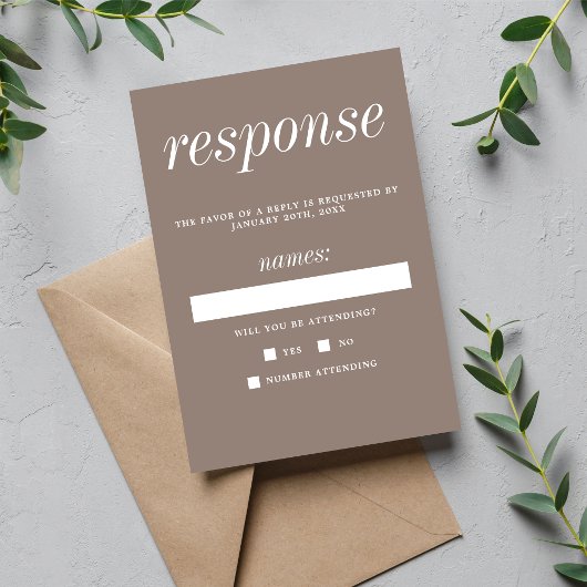 トゥルースィンプル2 タウペ シンプル ミニマル ウェディング 出欠カード