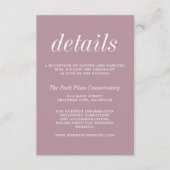 トゥルースィンプル2 ヴィンテージ モーブ ミニマル ウェディング エンクロージャーカード (正面)