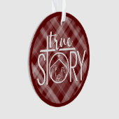 トゥルーストーリー出生イエスマンガーステーブルレッドプレイド オーナメント (正面)