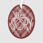 トゥルーストーリー出生イエスマンガーステーブルレッドプレイド オーナメント (正面)