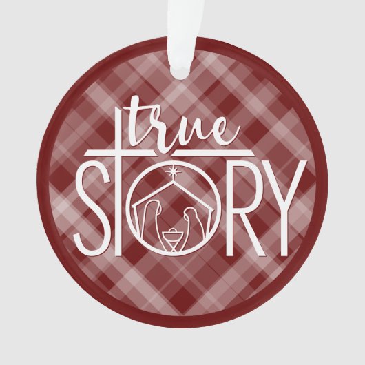 トゥルーストーリー出生イエスマンガーステーブルレッドプレイド オーナメント (正面)