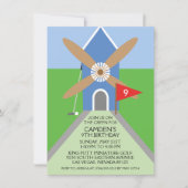 トゥルーブルーミニチュアゴルフ風車誕生パーティー 招待状 (正面)