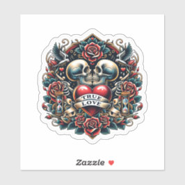 トゥルーラブスケルトンハートタトゥールック シール