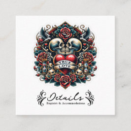 トゥルーラブスケルトンハートタトゥー結婚の詳細 スクエア名刺