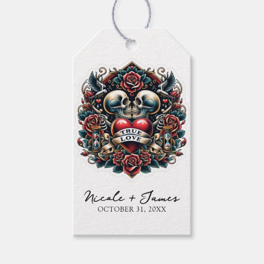 トゥルーラブスケルトンハート結婚タトゥー ギフトタグ (正面)