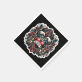 トゥルーラブスケルトンハート結婚タトゥー スタンダードカクテルナプキン (角)