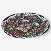 トゥルーラブスケルトンハート結婚タトゥー ペーパープレート (アングル)