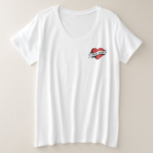 トゥルーラブタトゥーハート クラシックロマンスデザイン プラスサイズTシャツ