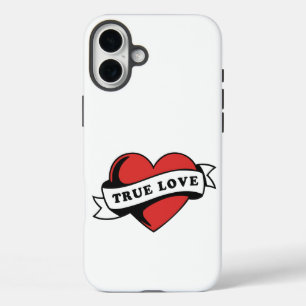 トゥルーラブタトゥーハート クラシックロマンスデザイン iPhone 16 PLUSケース