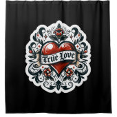 トゥルーラブハートタトゥーステッカースタイル 芸術的 シャワーカーテン (正面)
