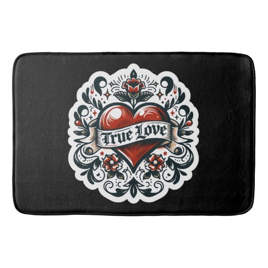 トゥルーラブハートタトゥーステッカースタイル 芸術的 バスマット (正面)
