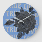 トゥルーラブバラロマンチックバレンタインデーB&W ラージ壁時計 (正面)