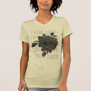 トゥルーラブバラロマンチックバレンタインデーB&W Tシャツ