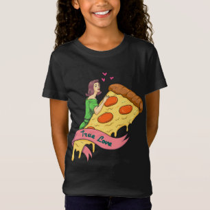 トゥルーラブピザスライスレトロロマンス小説デザイン- Tシャツ