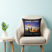 トゥルーラブフォーエバーカップルハートフォト白黒 クッション (椅子)