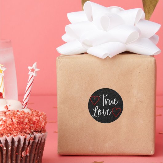 トゥルーラブホワイトグリッターバレンタイン ラウンドシール (パーティー)