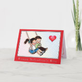 トゥルーラブヴィンテージバレンタインデーカラフルハート カード (正面)