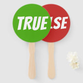 トゥルー・オア・フォルス(True or False)明るい緑と赤のクイズゲーム用サイン ハンドファン (正面&裏面)