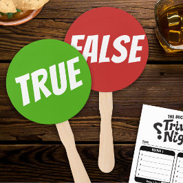 トゥルー・オア・フォルス(True or False)明るい緑と赤のクイズゲーム用サイン ハンドファン
