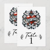 トゥルー・ラブ・ハート・タトゥー・ウェディング テーブルナンバー (正面/裏面)