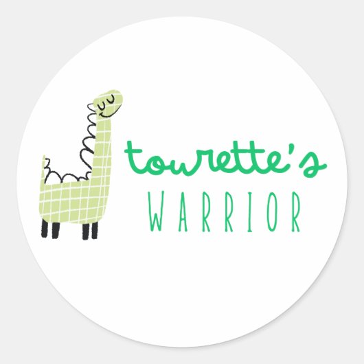 トゥレットの戦士認識度かわいいステッカー ラウンドシール (正面)