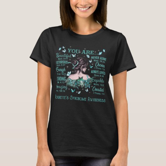トゥレット症候群の聖書の詩と蝶 Tシャツ (正面)