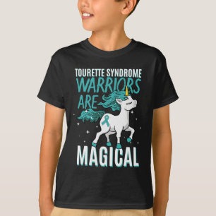 トゥレット症候群魔法ユニコーンティール(緑がかった色)リボン警官 Tシャツ