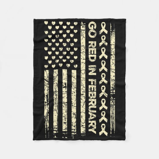 トゥレッドリボンハート病認識度ギフトアメリカ フリースブランケット (正面)