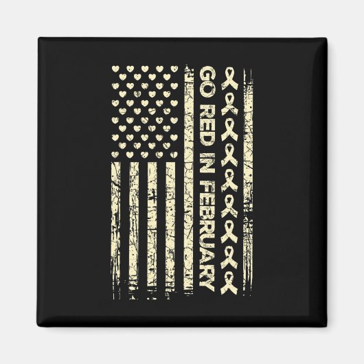 トゥレッドリボンハート病認識度ギフトアメリカ マグネット (正面)