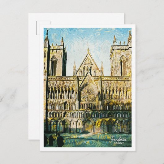 トゥロンハイムノルウェー美しい油絵都市 ポストカード (正面/裏面)