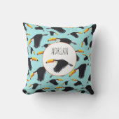 トゥーカカラフルン熱帯鳥のパターン クッション (正面)