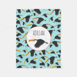 トゥーカカラフルン熱帯鳥のパターン フリースブランケット