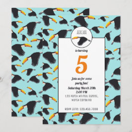 トゥーカカラフルン熱帯鳥パターン誕生日 招待状